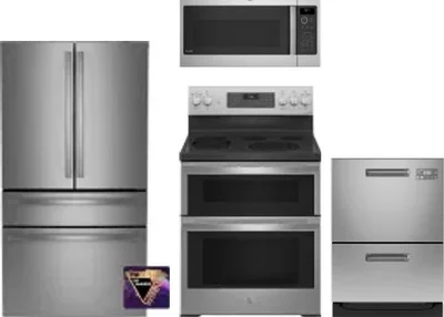 4 Piece Package Includes Refrigerator, Range, Microwave And Dishwasher
